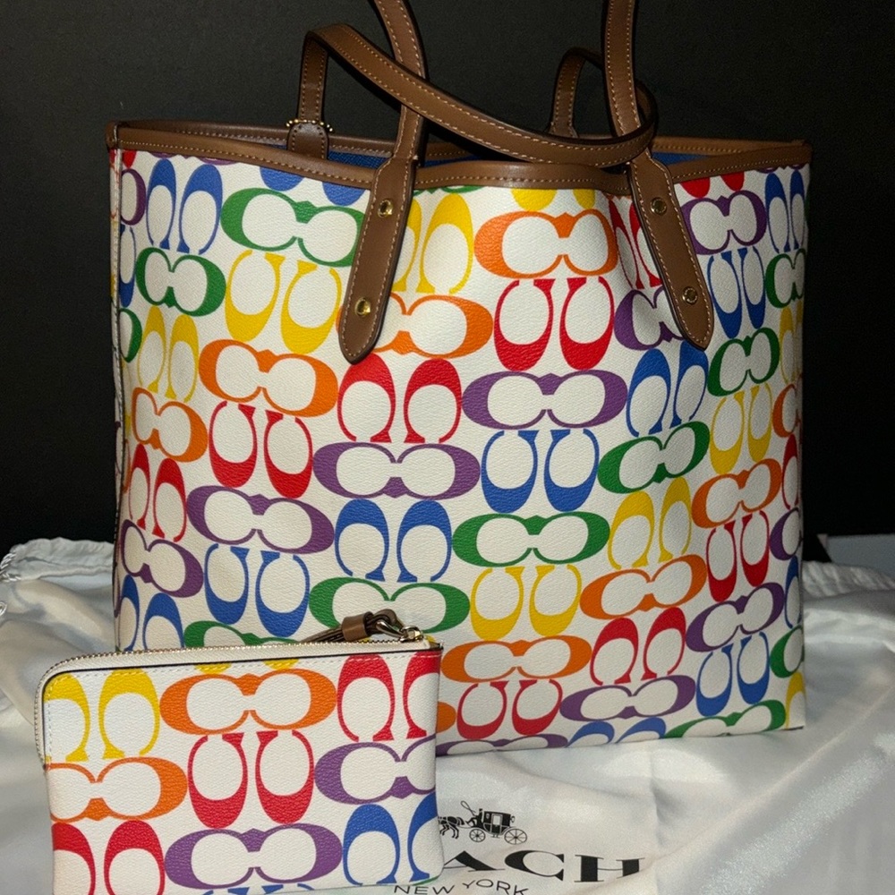 Rainbow reversible tote/wristlet